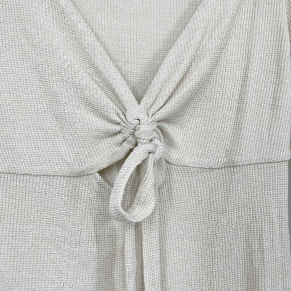 Free People Say When Long Sleeve Size Small Waffle Knit Ruffle - Picture 5 of 9